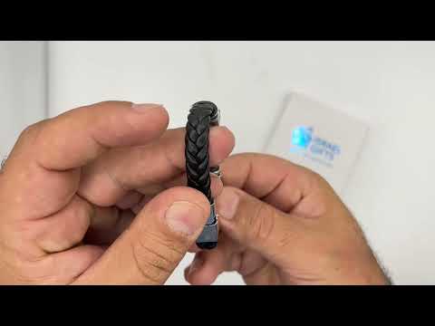 צמיד "שמע ישראל" עם רצועות גומי שזור שחור איכותי (21 ס"מ)