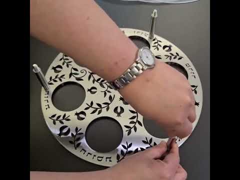 קערת פסח (32 ס"מ) רימונים מנירוסטה שלוש קומות - אומנית דורית קליין