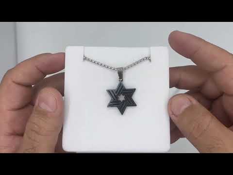 שרשרת "מגן דוד" (2.5*2.8 ס"מ) מפלדת אל חלד ציפוי PVD כחול