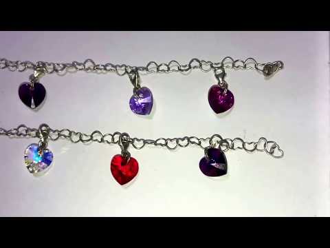 צ'רם קריסטל קטן SWAROVSKI בצורת לב במגוון צבעים סוגר מכסף 925