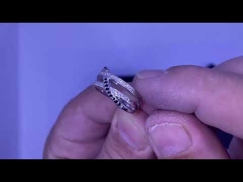 טבעת (9.30 מ"מ) מכסף 925 סטרלינג לאישה משובצת קריסטלים לבנים ושחורים