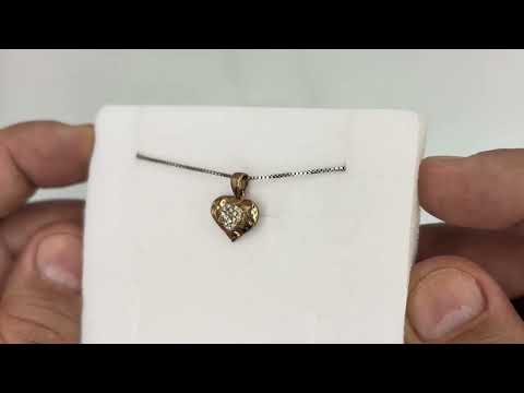 שרשרת לב מרוקעת קטנה (1.5*1.2 ס"מ) מכסף 925 ציפוי זהב אדום, עם קריסטלים