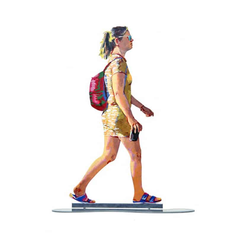 סטנד "הולכת עם תיק אדום" (41.5*16 ס"מ) הדפס צבעוני על מתכת. מעוצב ומיוצר ע"י האמן דוד גרשטיין. מחיר מבצע אתר מתנות ישראל