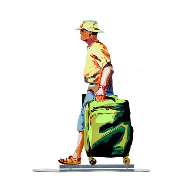 סטנד "תייר" (41.5*27 ס"מ) הדפס צבעוני על מתכת. מעוצב ומיוצר ע"י האמן דוד גרשטיין