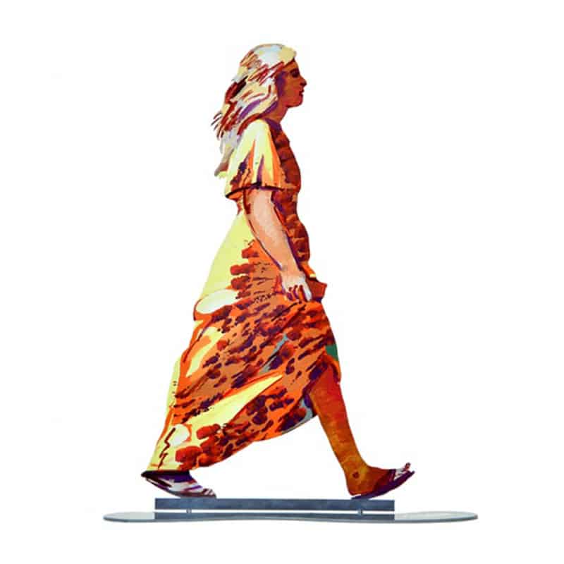 סטנד "הולכת בתמימות" (41.5*28 ס"מ) הדפס צבעוני על מתכת. מעוצב ומיוצר ע"י האמן דוד גרשטיין. מחיר מבצע אתר מתנות ישראל