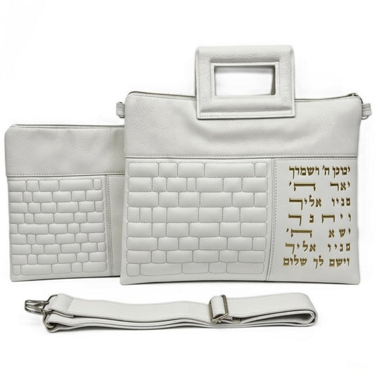 "Jerusalem" set, densely embroidered tallit (105*190 cm) + tallit cover + kippah - artist Yair Emmanuel