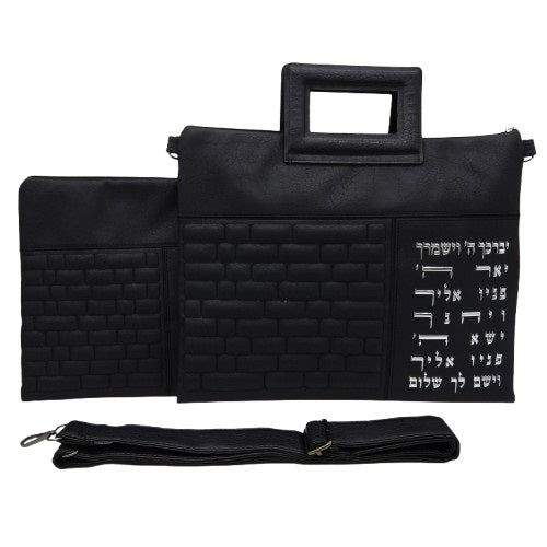 "Jerusalem" set, densely embroidered tallit (105*190 cm) + tallit cover + kippah - artist Yair Emmanuel