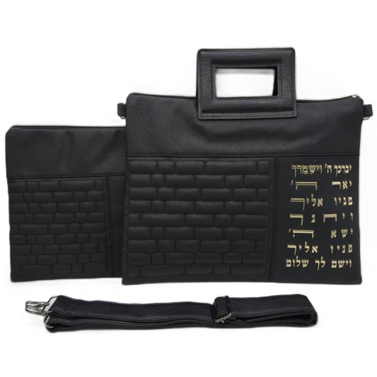 "Jerusalem" set, densely embroidered tallit (105*190 cm) + tallit cover + kippah - artist Yair Emmanuel