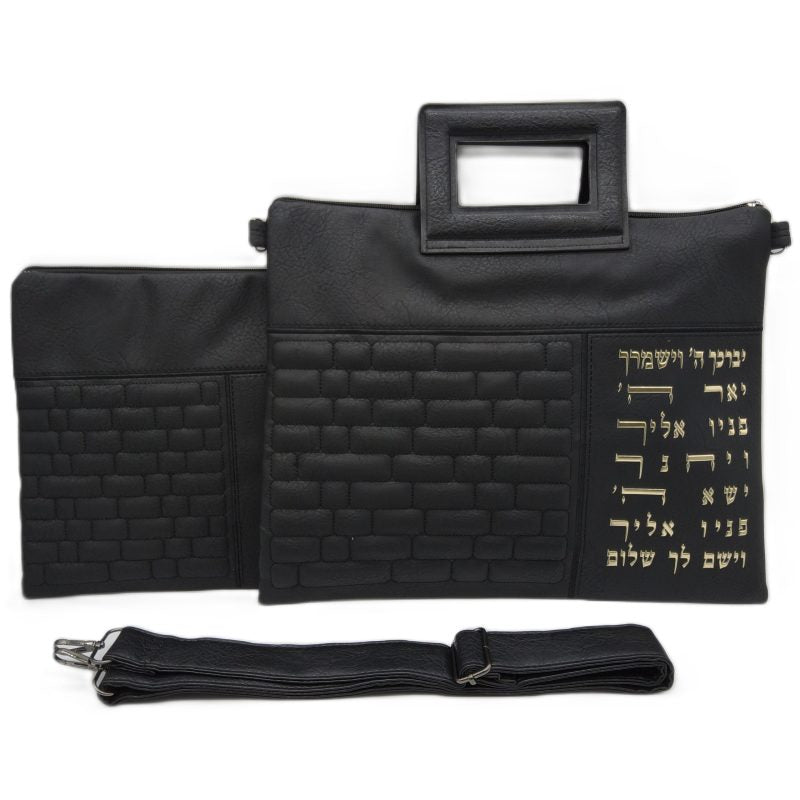 "Jerusalem" set, densely embroidered tallit (105*190 cm) + tallit cover + kippah - artist Yair Emmanuel