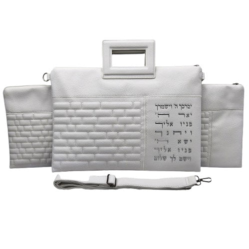 "Jerusalem" set, densely embroidered tallit (105*190 cm) + tallit cover + kippah - artist Yair Emmanuel