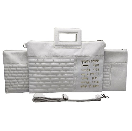 "Jerusalem" set, densely embroidered tallit (105*190 cm) + tallit cover + kippah - artist Yair Emmanuel