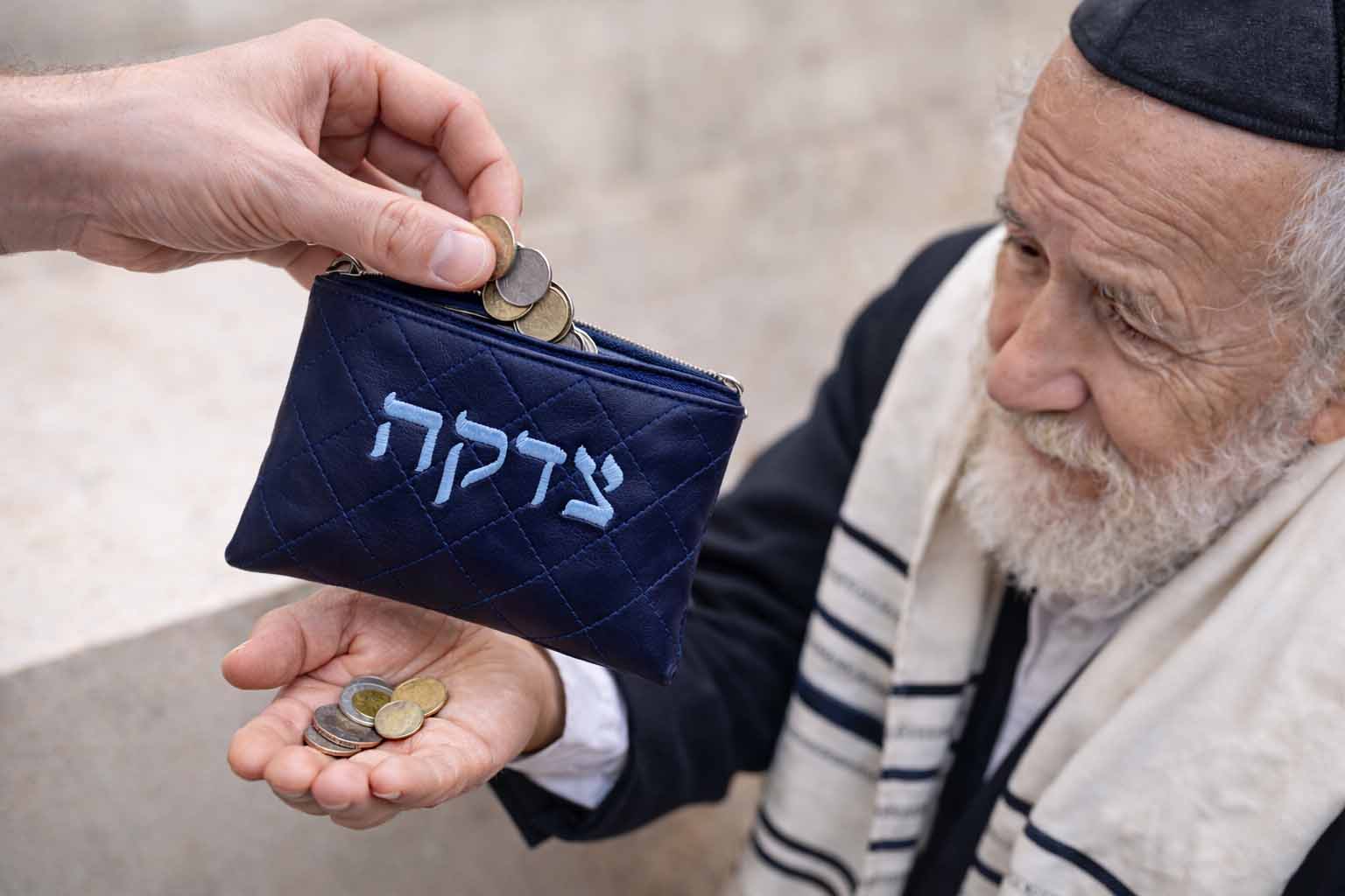 "Jerusalem" set, densely embroidered tallit (105*190 cm) + tallit cover + kippah - artist Yair Emmanuel