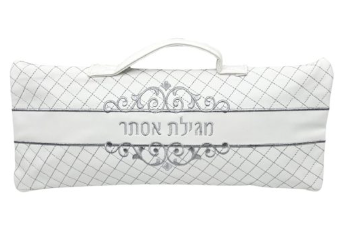 תיק דמוי עור לבן "איקסים" למגילת אסתר (52*16 ס"מ) עם ידית נשיאה
