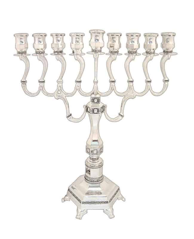 Diamond Hanukkah (28 cm) classic, elegant metal menorah