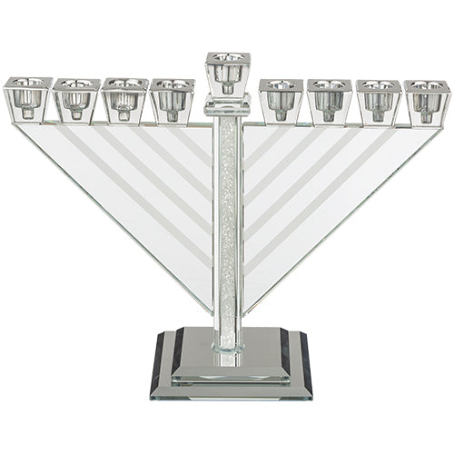 Elegant "Chabad" crystal menorah (21 cm) with white stones