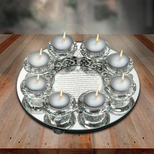 Large (31 cm) 12-branch Shabbat candlestick "Lighting Candles" elegantly made of cast crystal