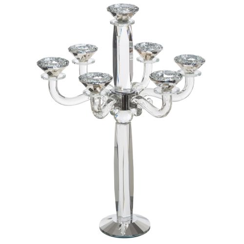 Large (47 cm) elegant 7-branch candlestick made of cast crystal