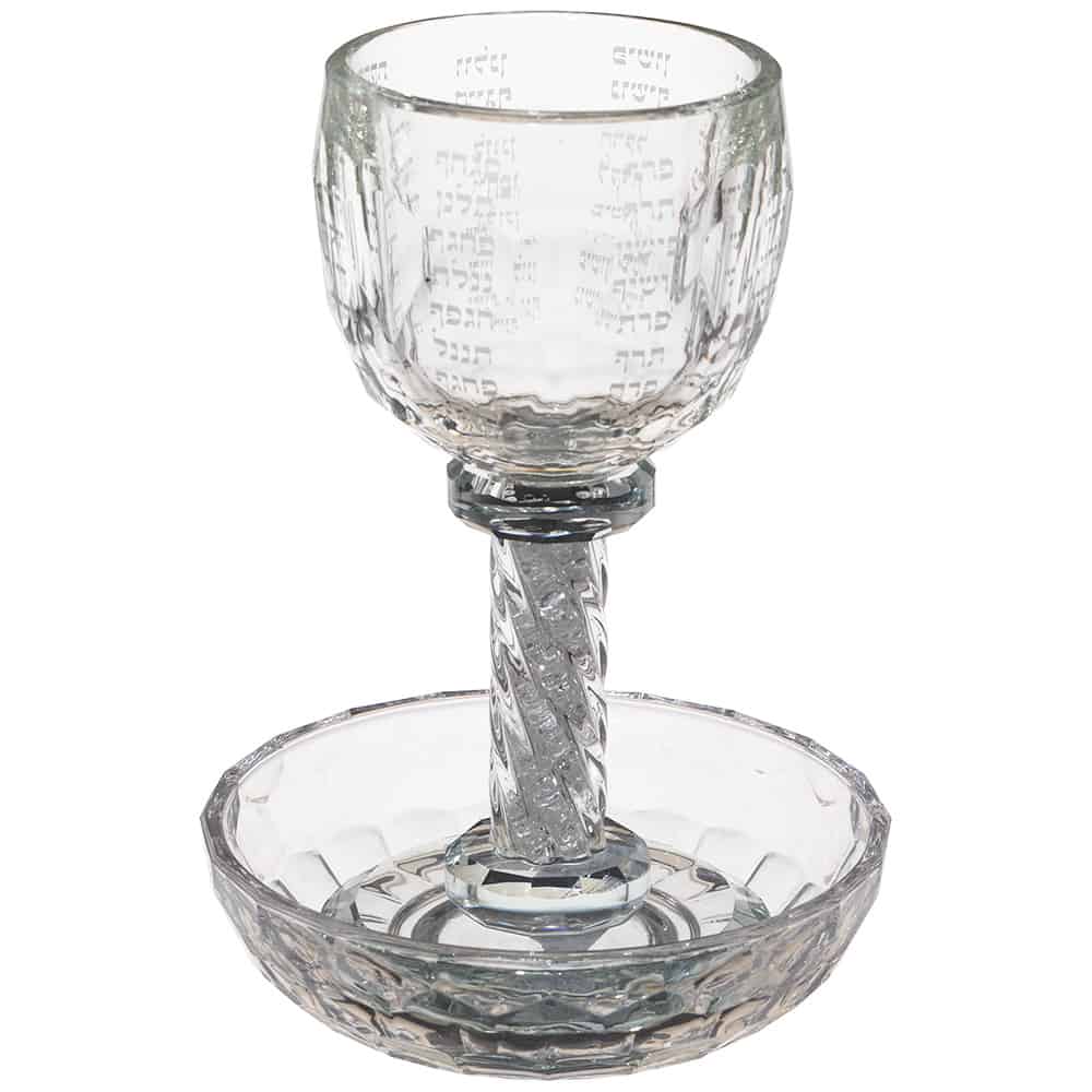 'Rivers of Eden' Kiddush Cup (16 cm) made of crystal with a foot full of stones