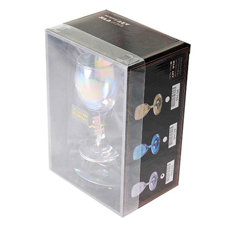 הקופסא של גביע מהודר מזכוכית זהובה ( 15 ס"מ ) עם רגל מהמם. כולל צלוחית תואמת. כולל קופסא מהודרת. מבצע מתנות ישראל