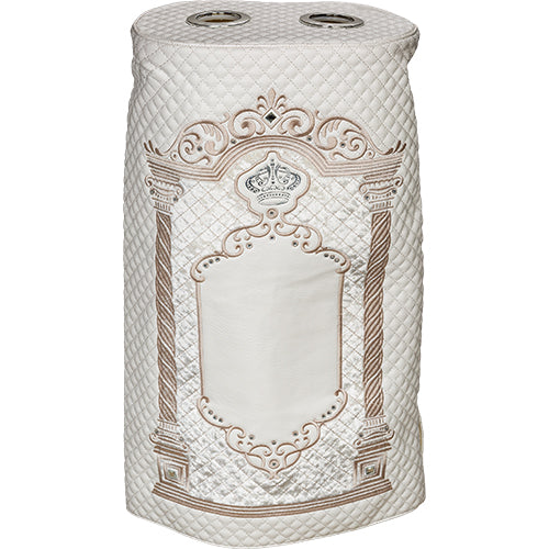 Elegant "Keter" cover (72 cm) for an Ashkenazi Torah scroll, white leatherette