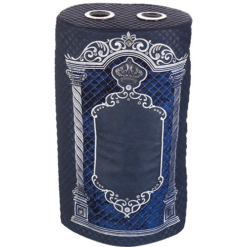 Elegant "Keter" cover (59 cm) for an Ashkenazi Torah scroll in dark blue imitation leather