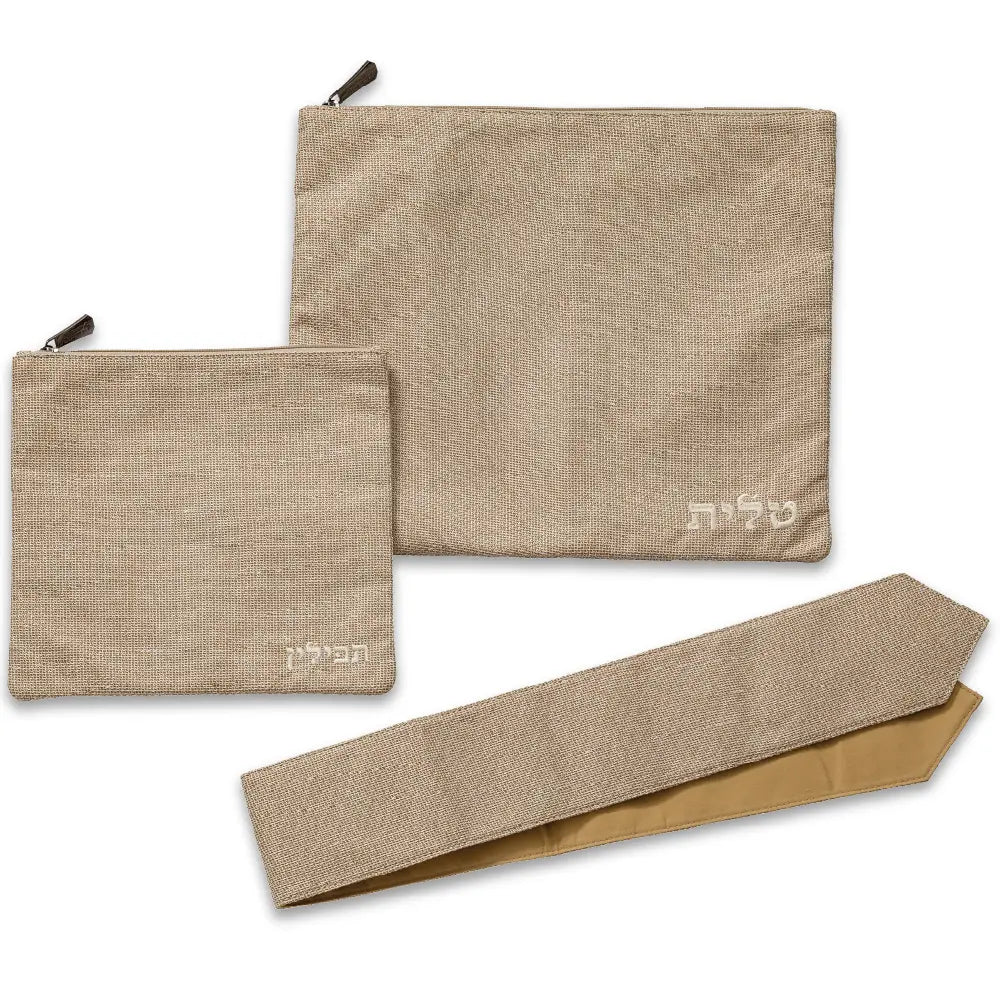 סט כיסוי (29*36 ס"מ) טלית תפילין ועטרה פשתן מהודר