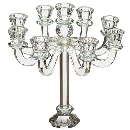 פמוט 9 קנים גדול (24.5 ס"מ) מהודר מקריסטל יצוק