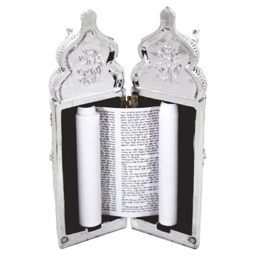 Elegant Torah scroll for children (20*10 cm) made of polyresin, silver plated, Sephardic Jerusalem decorations