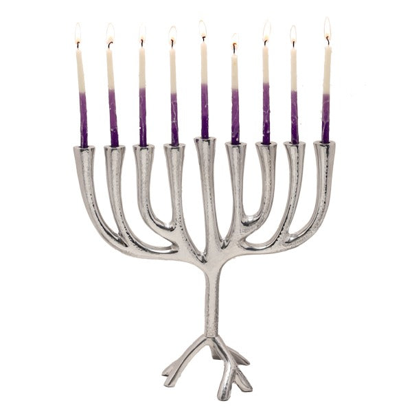 חנוכייה "עץ החיים" גדולה ממתכת (גודל: 32*32 ס"מ) מרוקע, האמן יאיר עמנואל