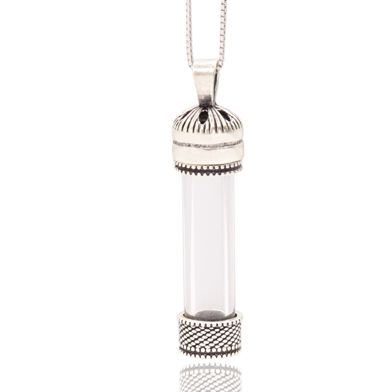 Large 925 silver glass mezuzah necklace (4*1.1 cm) opens