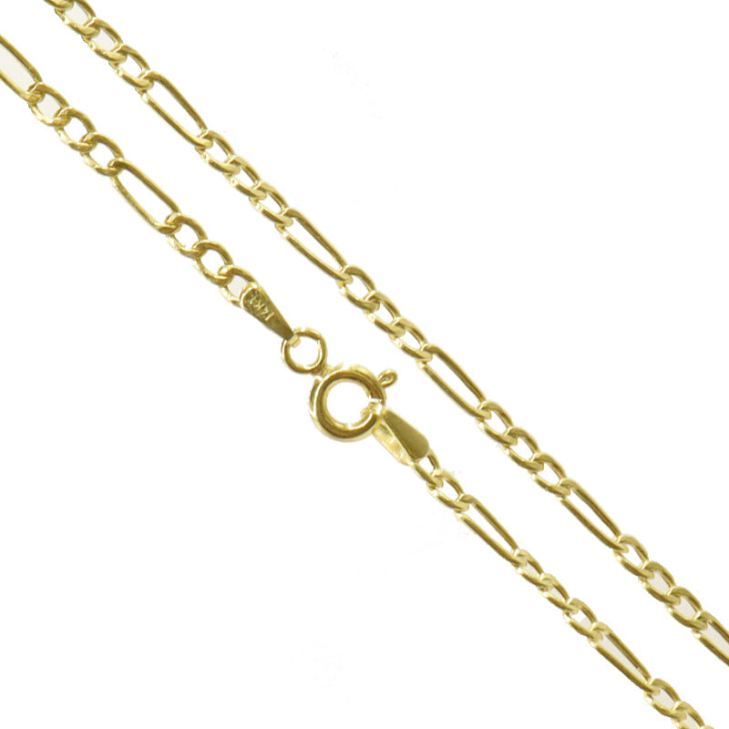 Thin (2.2 mm) 14K yellow gold "Figaro" necklace - 50 cm