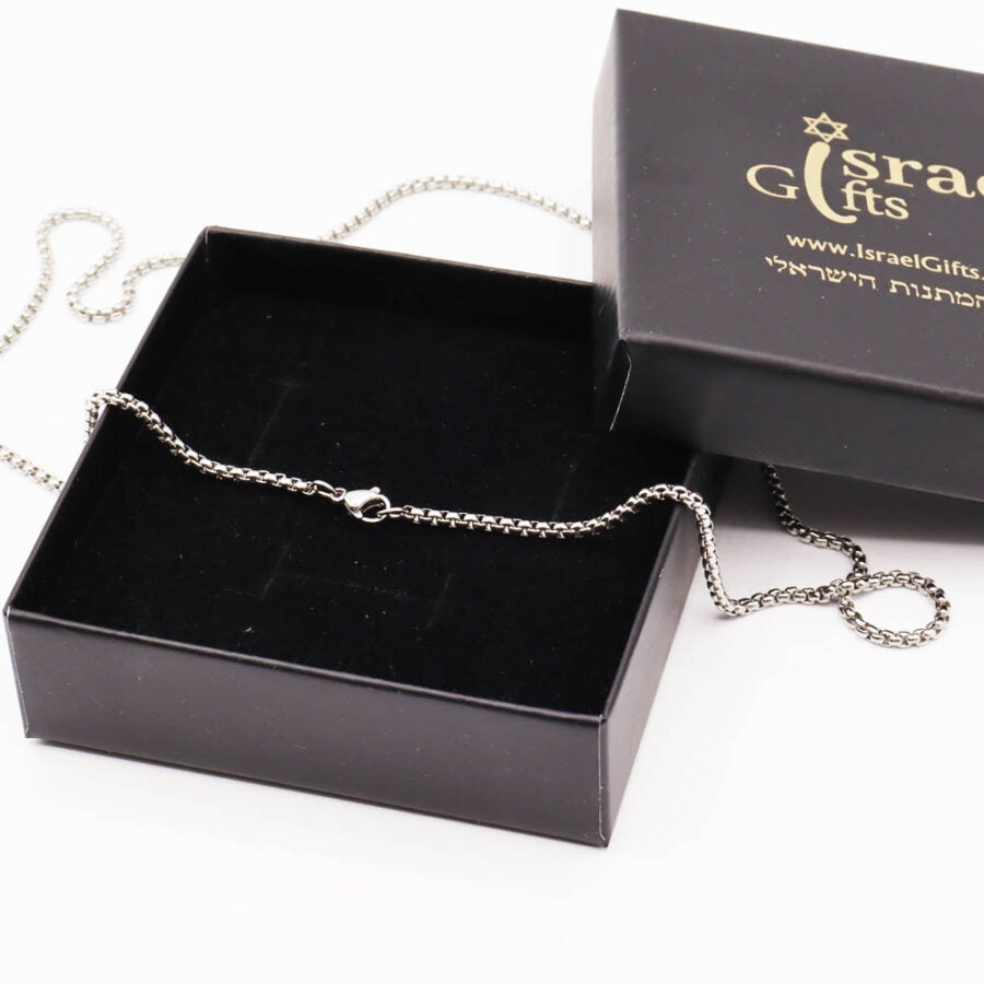 Thick stainless steel "box" chain, 60 cm