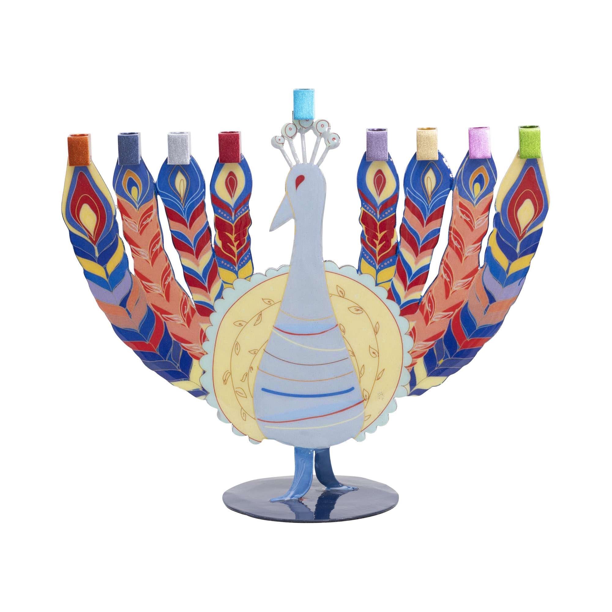 "Shelhevat" Hanukkah Menorah (24*8*30.5 cm) made of aluminum with a colorful finish, artist Yair Emanuel