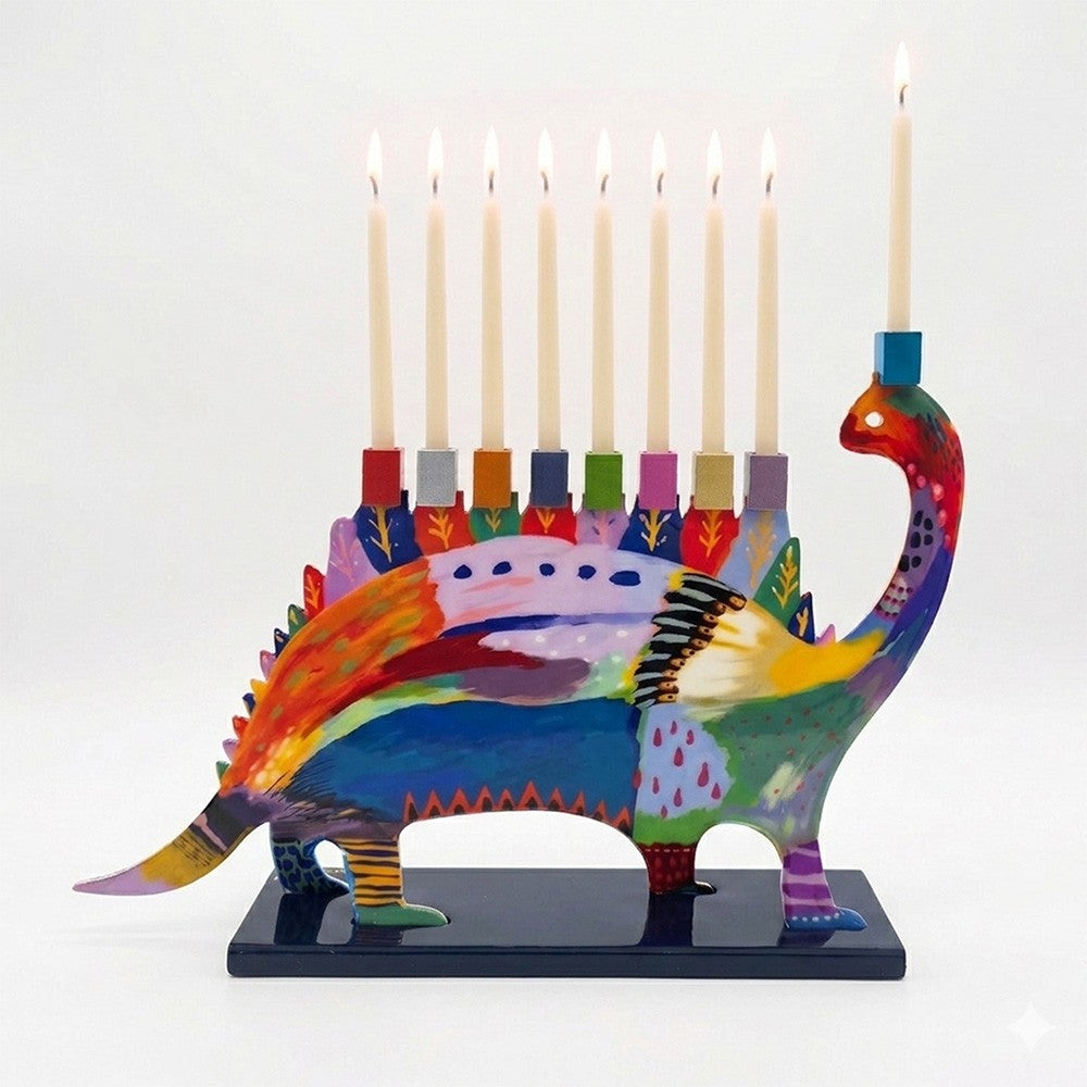 "Shelhevat" Hanukkah Menorah (24*8*30.5 cm) made of aluminum with a colorful finish, artist Yair Emanuel