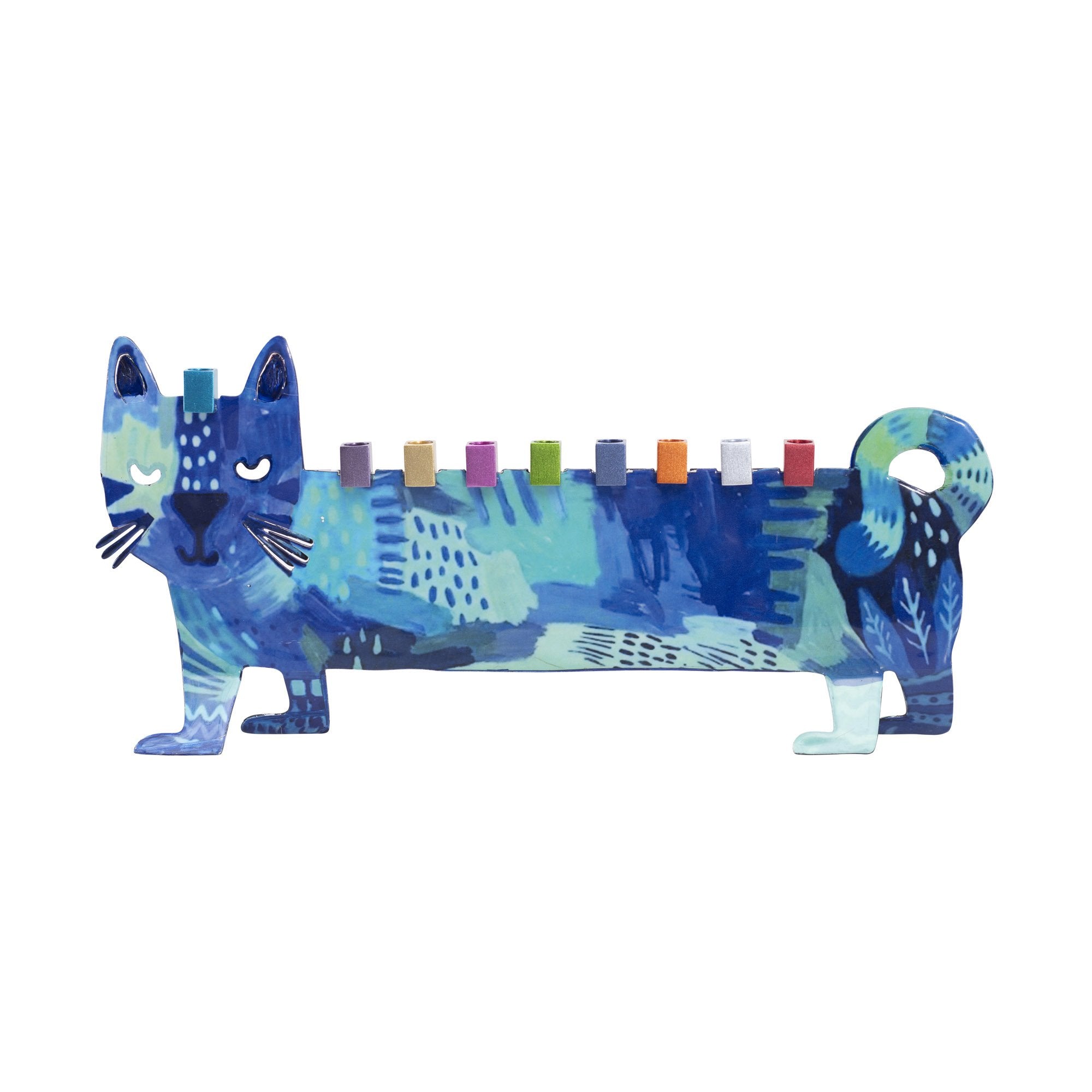"Shelhevat" Hanukkah Menorah (24*8*30.5 cm) made of aluminum with a colorful finish, artist Yair Emanuel