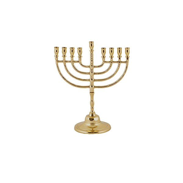 חנוכייה קלאסית מנחושת בגוון זהב – עיגולים - נחושת - יאיר עמנואל