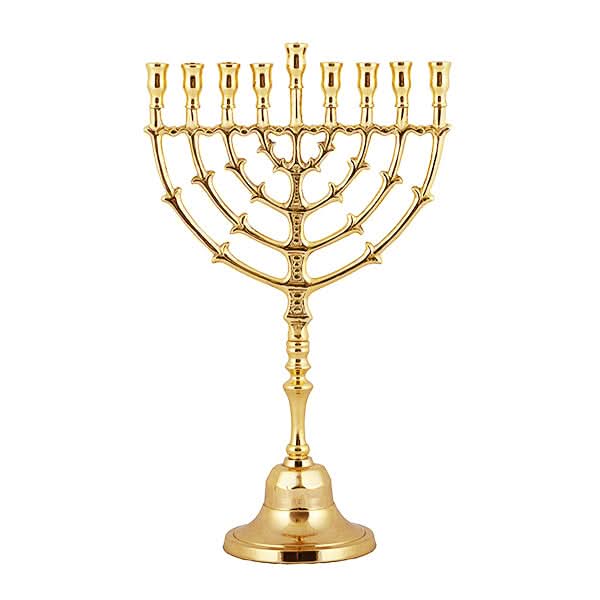 המתנה המושלמת לחנוכה! חנוכייה מהממת עשויה מנחושת ( 40 ס"מ ) מוזהב עם קני זהב. מחיר מבצע מיוחד! אתר מתנות ישראל