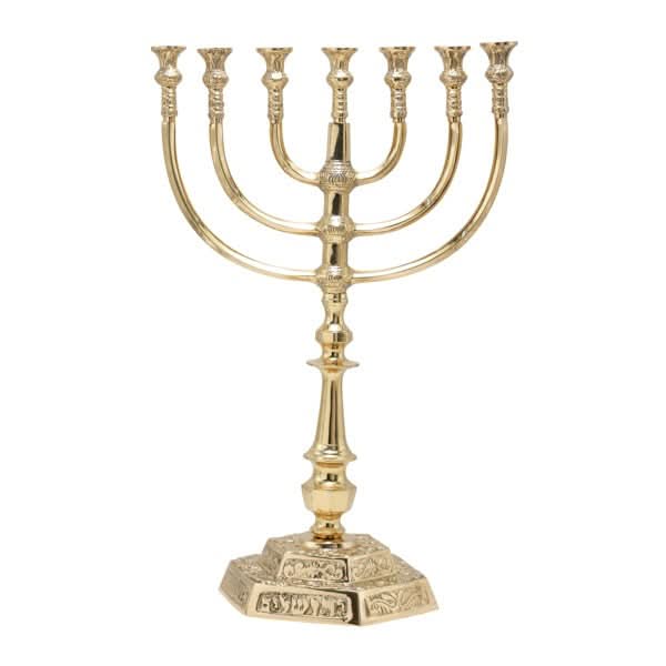 "מנורה" 7 קנים גדולה מנחושת (47*18.5*32 ס"מ), לשמן או נרות - האמן יאיר עמנואל