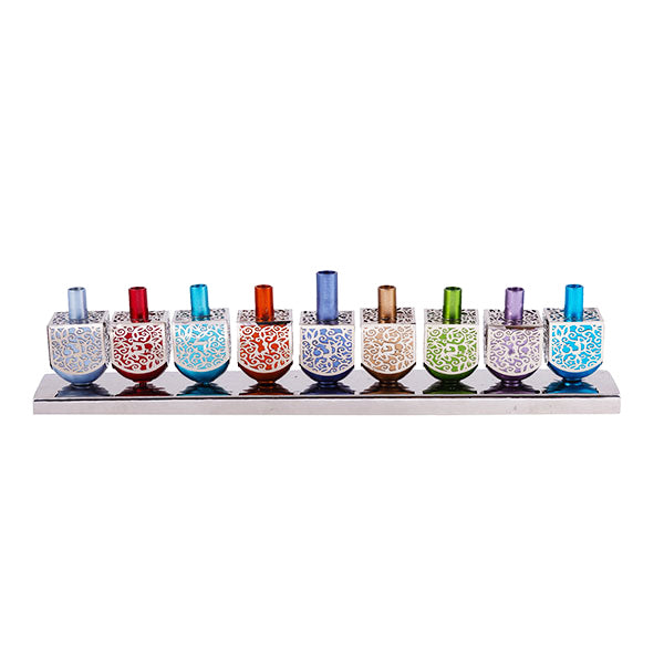 "Swivonim" aluminum menorah (33.5*8.5*5 cm) colorful, artist Yair Emanuel