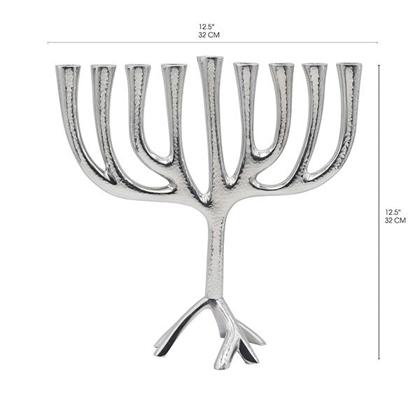 חנוכייה "עץ החיים" גדולה ממתכת (גודל: 32*32 ס"מ) מרוקע, האמן יאיר עמנואל