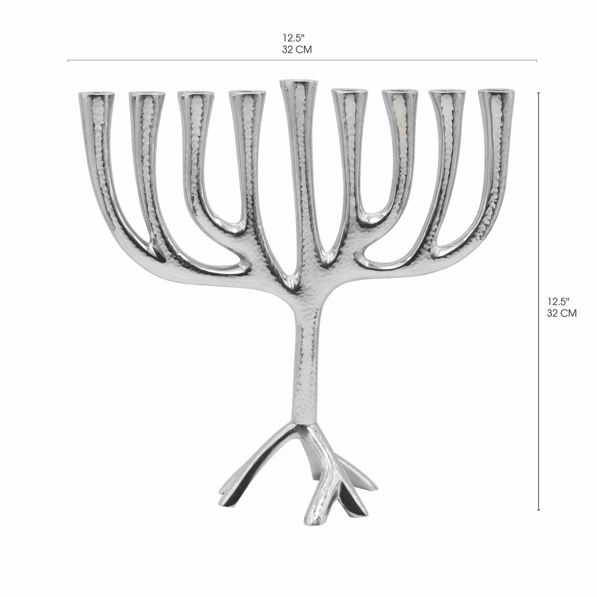חנוכייה "עץ החיים" גדולה ממתכת (גודל: 32*32 ס"מ) מרוקע, האמן יאיר עמנואל