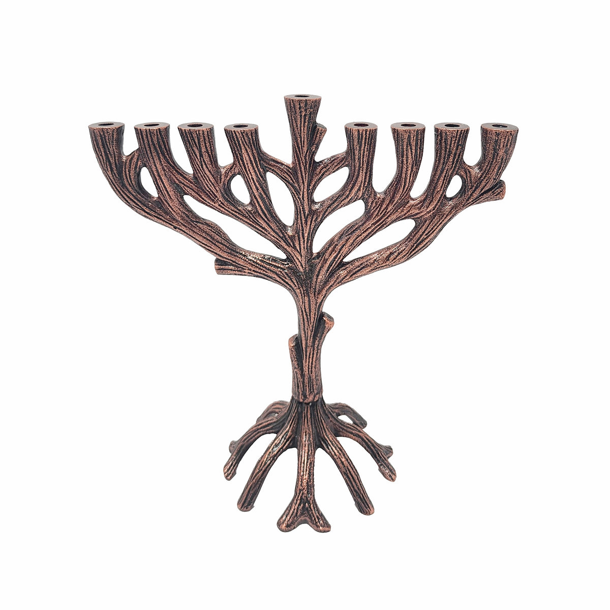 חנוכייה "עץ החיים" עם שורשים בגוון נחושת - מתכת - יאיר עמנואל