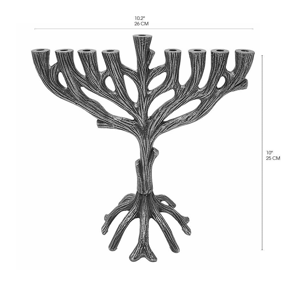חנוכייה "עץ חיים" (25 ס"מ) ממתכת, האמן יאיר עמנואל