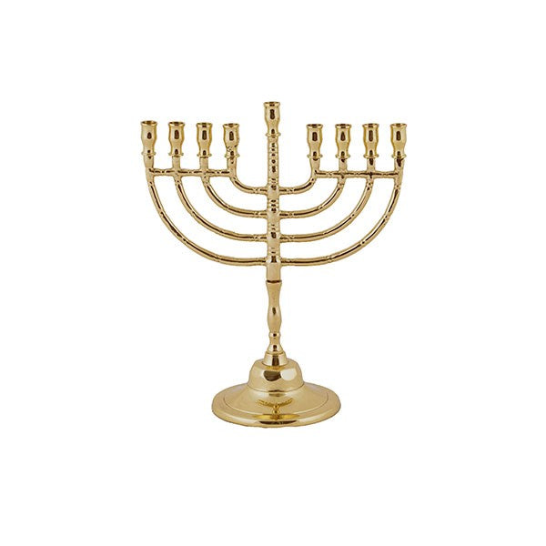 חנוכייה קלאסית מנחושת בגוון זהב – עיגולים - נחושת - יאיר עמנואל
