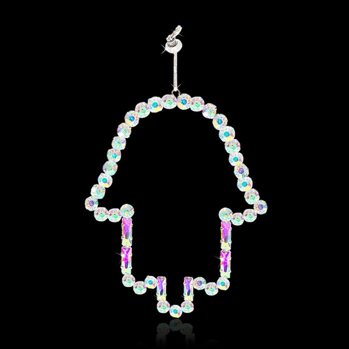 Hamsa pendant (14.5*11 cm) for the wall with color-changing crystals, handmade