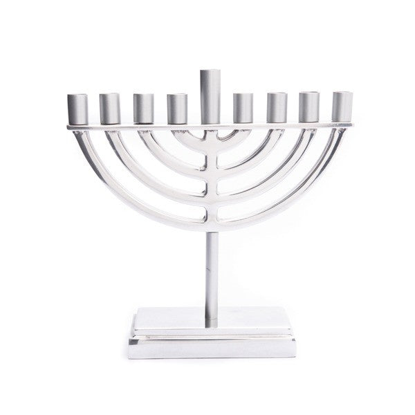 חנוכייה קלאסית קטנה מאלומיניום בגוון כסף טבעי - אלומיניום, מתכת - יאיר עמנואל