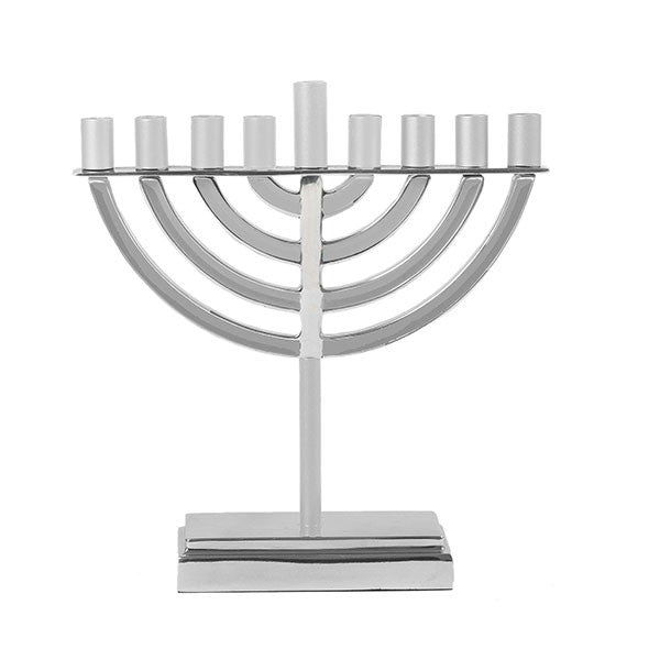 חנוכייה קלאסית גדולה מאלומיניום בגוון כסף טבעי - אלומיניום, מתכת - יאיר עמנואל