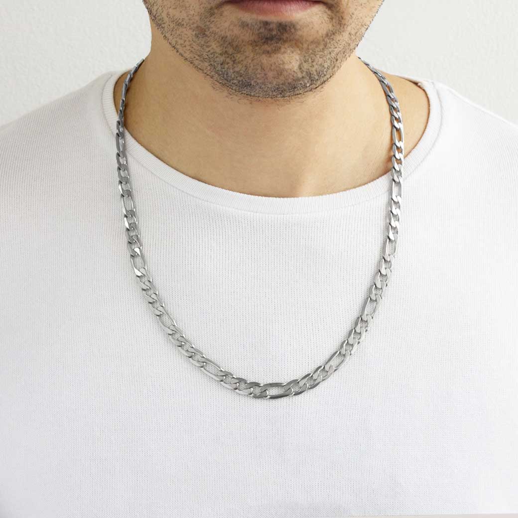 Thick "Figaro" necklace for men 3+1 (55 cm) made of stainless steel