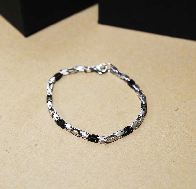 Men's bracelet (21 cm) made of steel (stainless steel) with black PVD coating