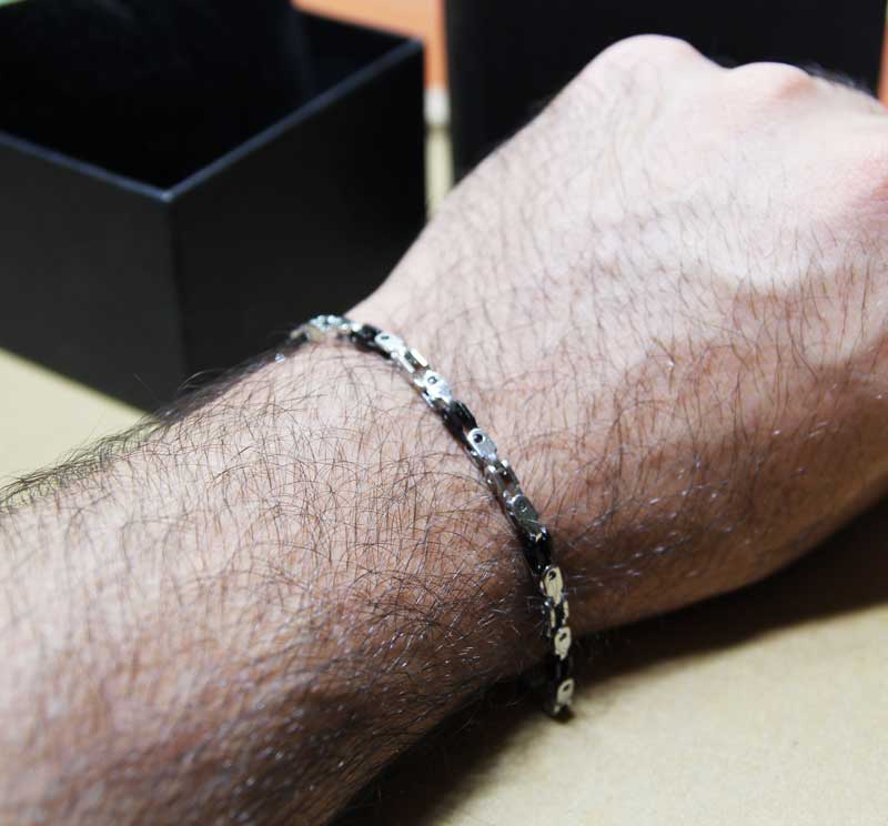 Men's bracelet (21 cm) made of steel (stainless steel) with black PVD coating